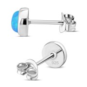 Synthetic Opal Round Sterling Silver Stud Earrings